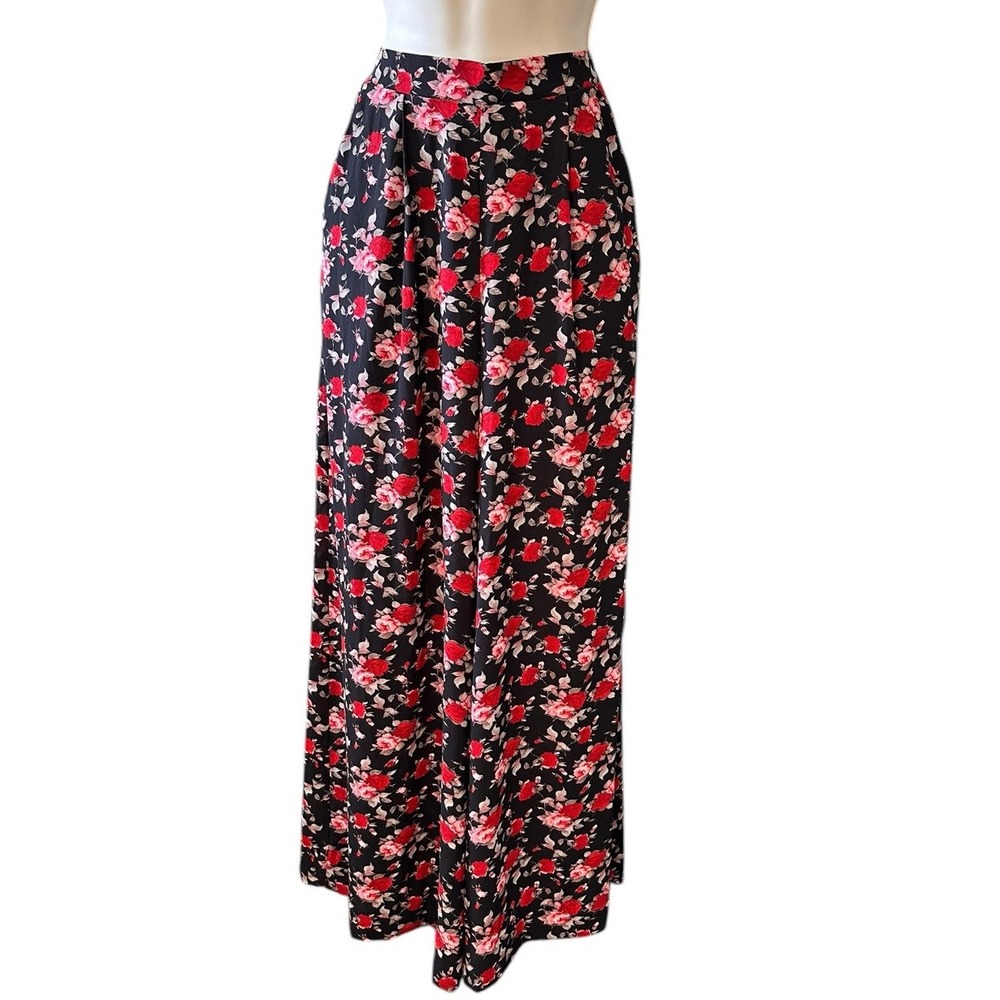 Leith by Anthropologie Floral Palazzo Pants Feminine Wide Leg High Waist Size S